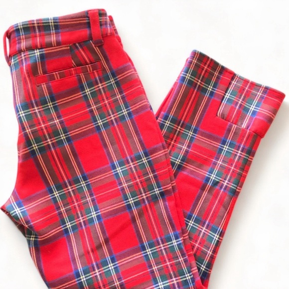 Vineyard Vines Jolly Plaid Ruffle Calypso Red Cocktail Pant Women’s Size 00 NWT - Picture 10 of 15